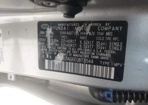 2014 Hyundai Tucson Se из США, поврежденный, VIN KM8JU3AG6EU873544